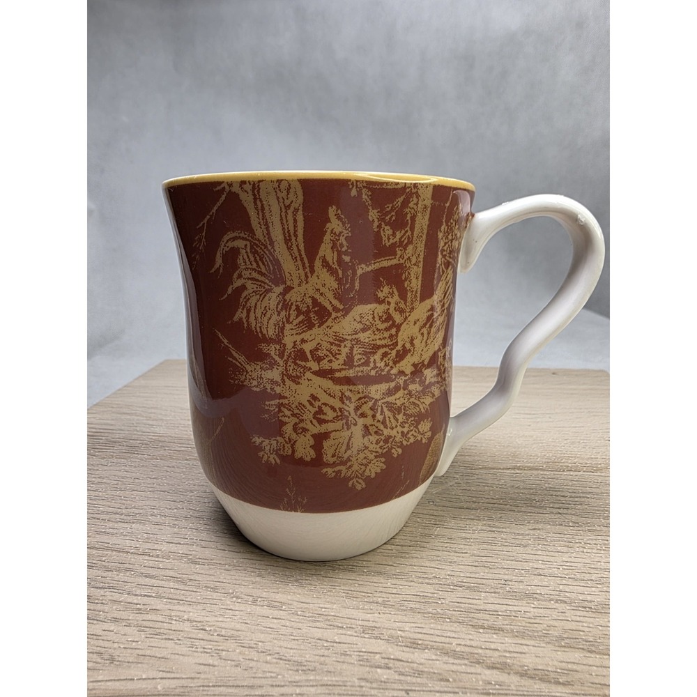 222 Fifth Brown White Harvest 12 oz. Fine Porcelain Replacement Cup Mug